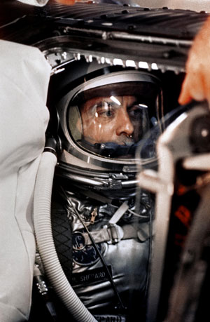 Alan Shepard aboard the Freedom 7 prior to launch in 1961. Credit: NASA